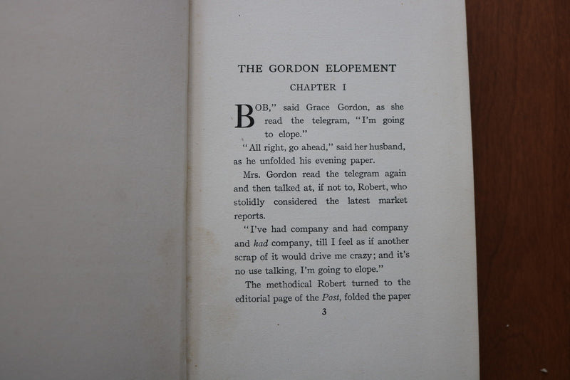 1904 THE GORDON ELOPEMENT HARDCOVER BOOK BY CAROLYN WELLS & HARRY TABER- KD 9609