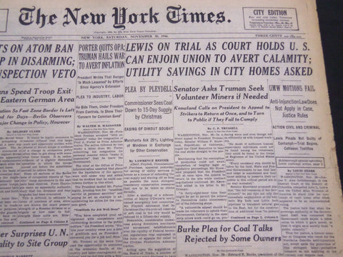 1946 NOV 30 NEW YORK TIMES - LEWIS ON TRIAL, UTILITY SAVINGS IN CITY - NT 4224
