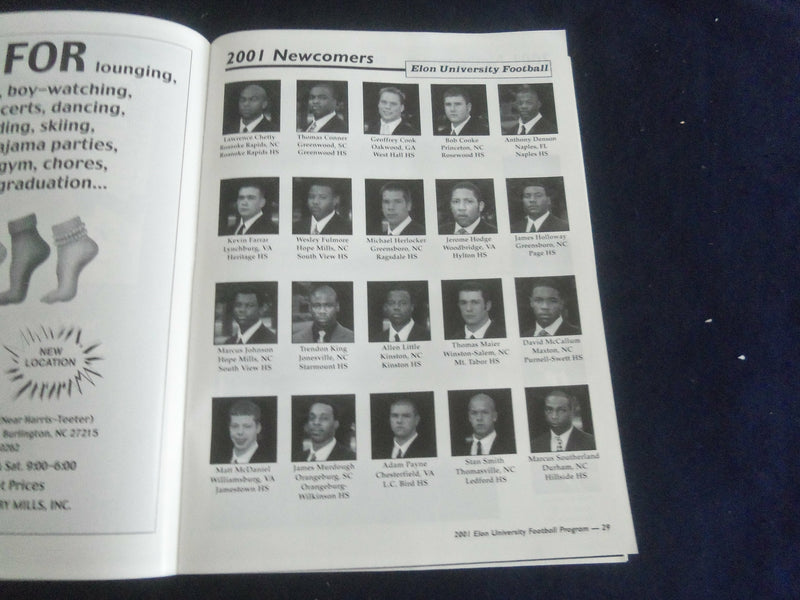 2001 SEP 22 FOOTBALL PROGRAM - ELON UNIV VS NORTH CAROLINA A&T UNIV - SP 1215M