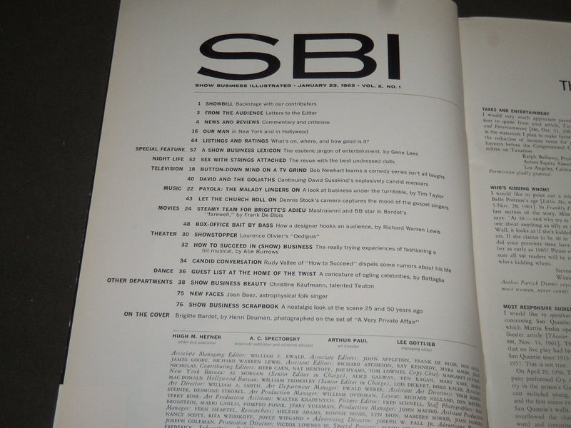 1962 JAN 23 SBI SHOW BUSINESS ILLUSTRATED MAGAZINE - BRIGITTE BARDOT- ST 4917