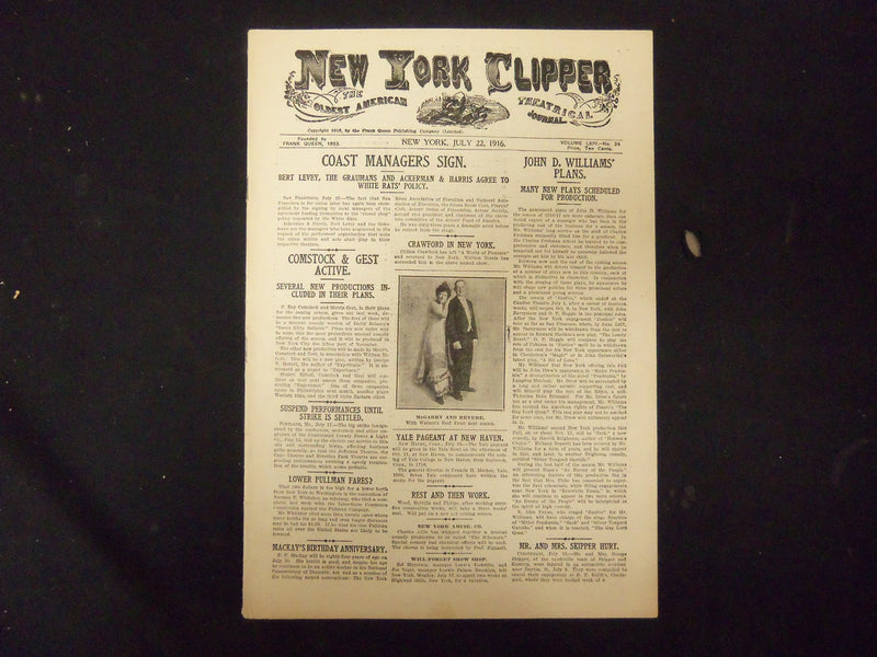 1916 JULY 1 & 22 THE NEW YORK CLIPPER MAGAZINE - LOT OF 2 - ST 4245