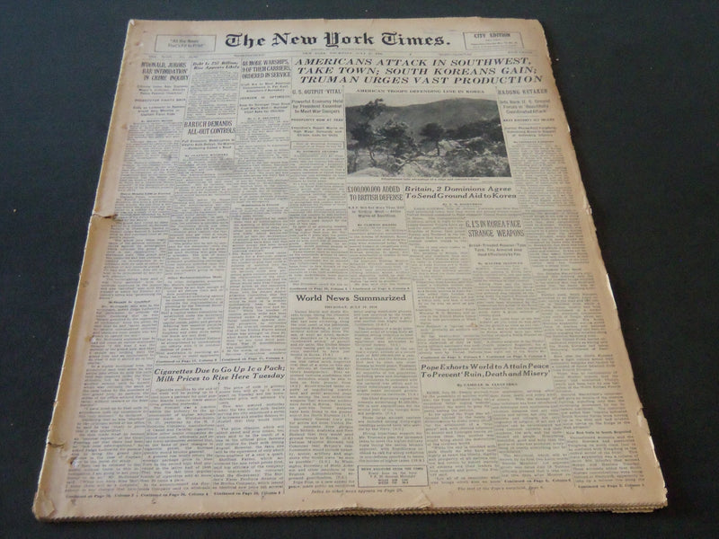 1950 JULY 27 NEW YORK TIMES - AMERICANS ATTACK IN SOUTHWEST - NT 5962