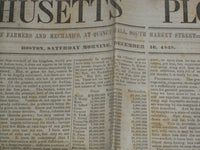 1848 DECEMBER 16 MASSACHUSETTS PLOUGHMAN NEWSPAPER - GOLD IN CALIFORNIA- NP 5158