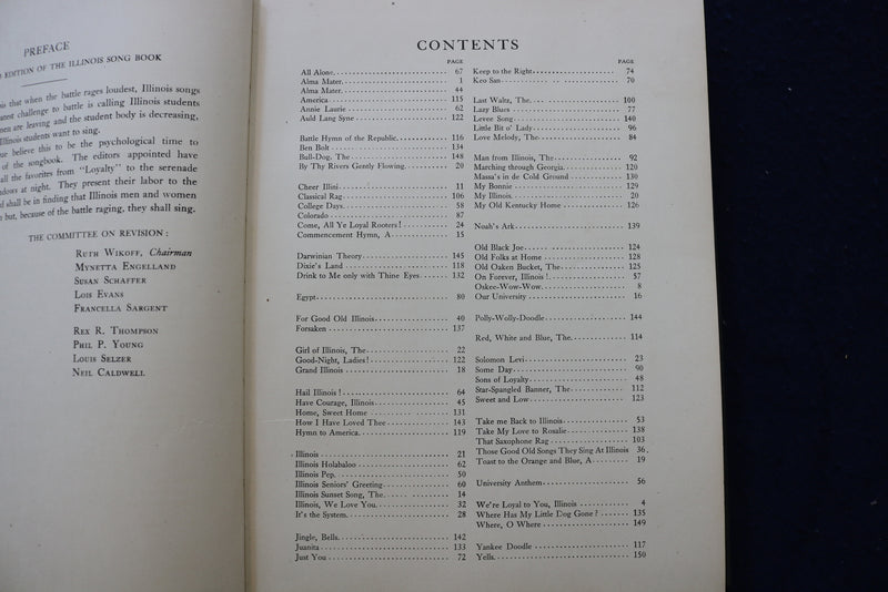 1918 UNIVERSITY OF ILLINOIS SONG BOOK - HARDCOVER BOOK - KD 9542
