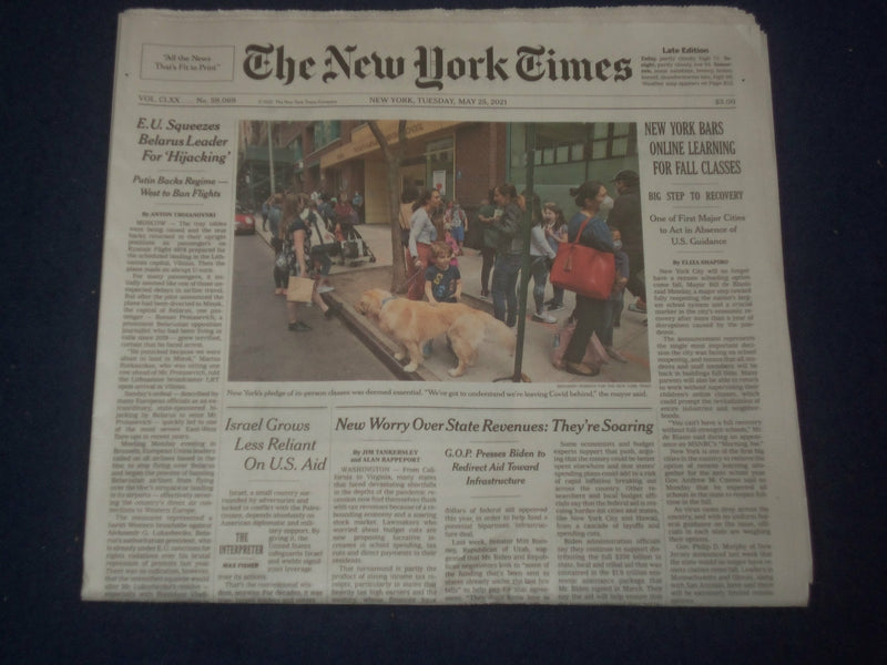 2021 MAY 25 NEW YORK TIMES - NEW YORK BARS ONLINE LEARING FOR FALL CLASSES