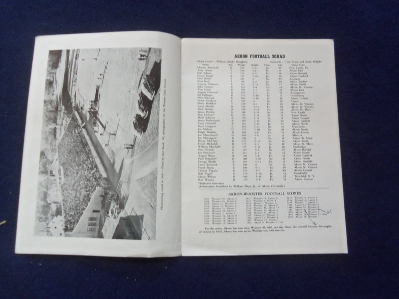 1951 OCTOBER 27 HIGH SCHOOL FOOTBALL PROGRAM - AKRON VS. WOOSTER - J 8450