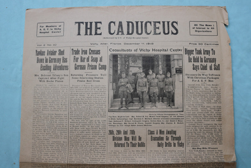 1918 THE CADUCEUS VICHY (FRANCE) HOSPITAL NEWSPAPER - LOT OF 2 - NP 9067