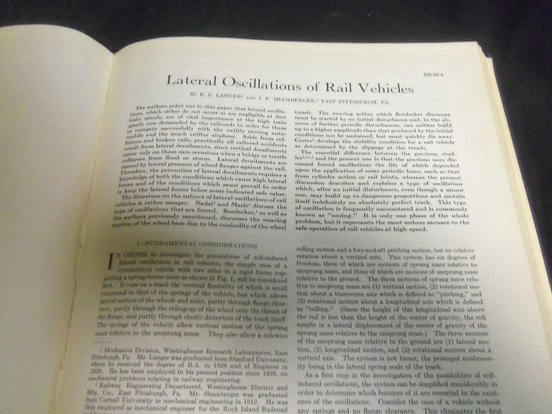 1935 AMERICAN SOCIETY OF MECHANICAL ENGINEERS JOURNAL BOUND VOLUME - R 798