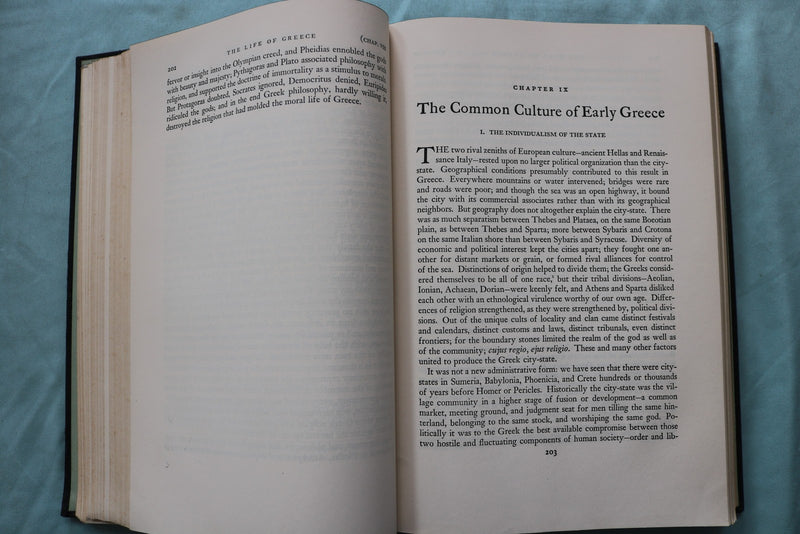 1939 THE LIFE OF GREECE HARDCOVER BOOK BY WILL DURANT - KD 9665
