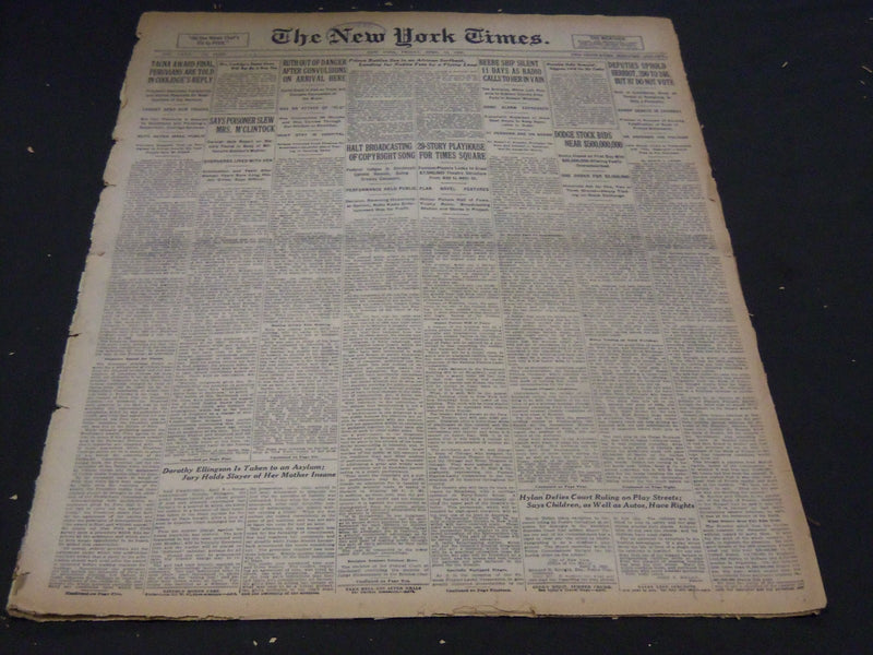 1925 APRIL 10 NEW YORK TIMES - RUTH OUT OF DANGER AFTER CONVULSIONS - NT 5113