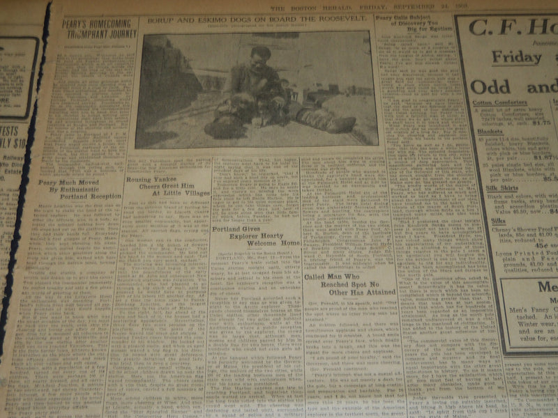 1909 SEPTEMBER 24 THE BOSTON HERALD - PEARY WELCOMED BY SYDNEY - BH 175