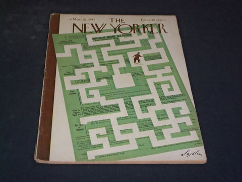 1947 MARCH 15 THE NEW YORKER MAGAZINE - ILLUSTRATED COVER - NY 254
