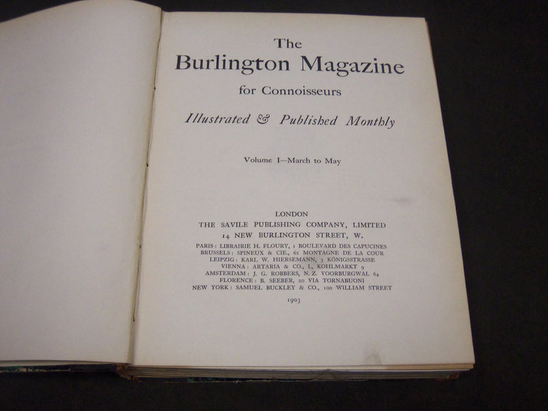 1903 MARCH-MAY THE BURLINGTON MAGAZINE BOUND VOLUME NO. 1 - COLOR PRINTS - R 696