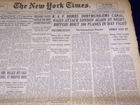 1940 SEPTEMBER 21 NEW YORK TIMES - RAF BOMB DORTMUND-EMS - NT 2935