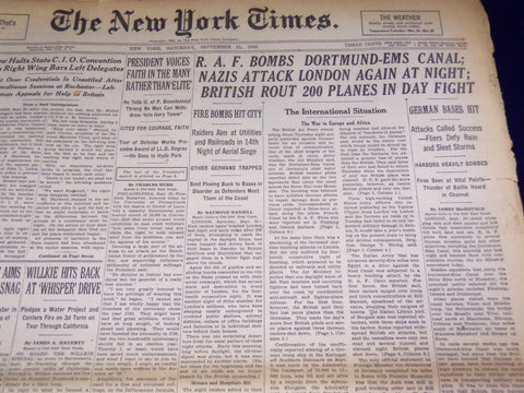1940 SEPTEMBER 21 NEW YORK TIMES - RAF BOMB DORTMUND-EMS - NT 2935