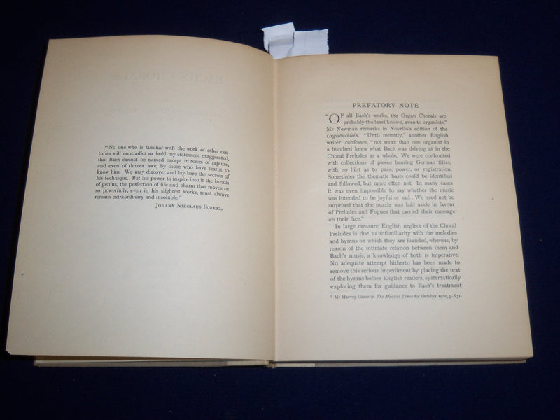 1921 BACH'S CHORALS PART 3 BOOK BY CHARLES SANFORD TERRY - CAMBRIDGE - KD 1417F