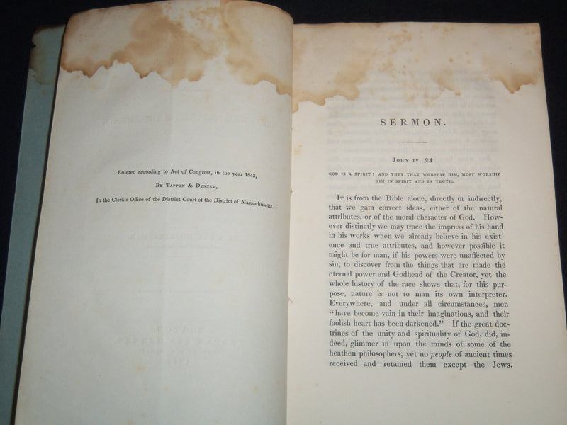 1843 PRES. HOPKINS'S SERMON - PASTORAL ASSOCIATION OF MASSACHUSETTS - J 9001