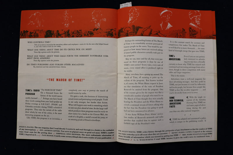 1934 THE MARCH OF TIME - A HISTORY OF TIME MAGAZINE - SOFTCOVER - K 1431