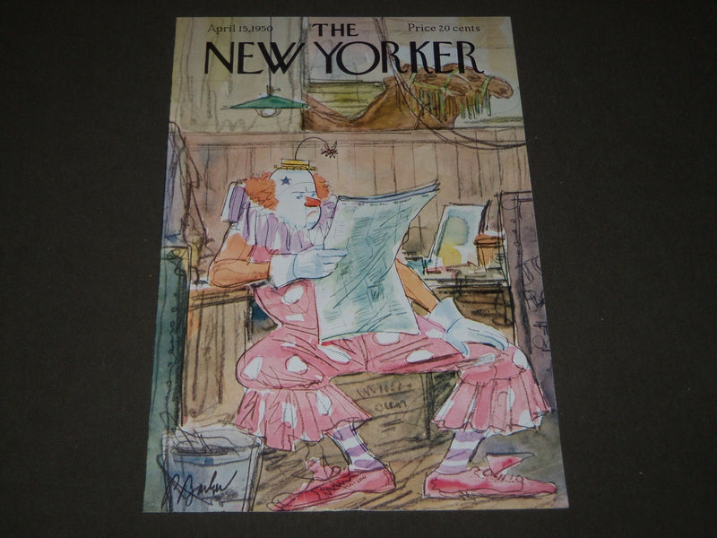 1950 APRIL 15 NEW YORKER MAGAZINE FRONT COVER ONLY - GREAT ART FOR FRAMING