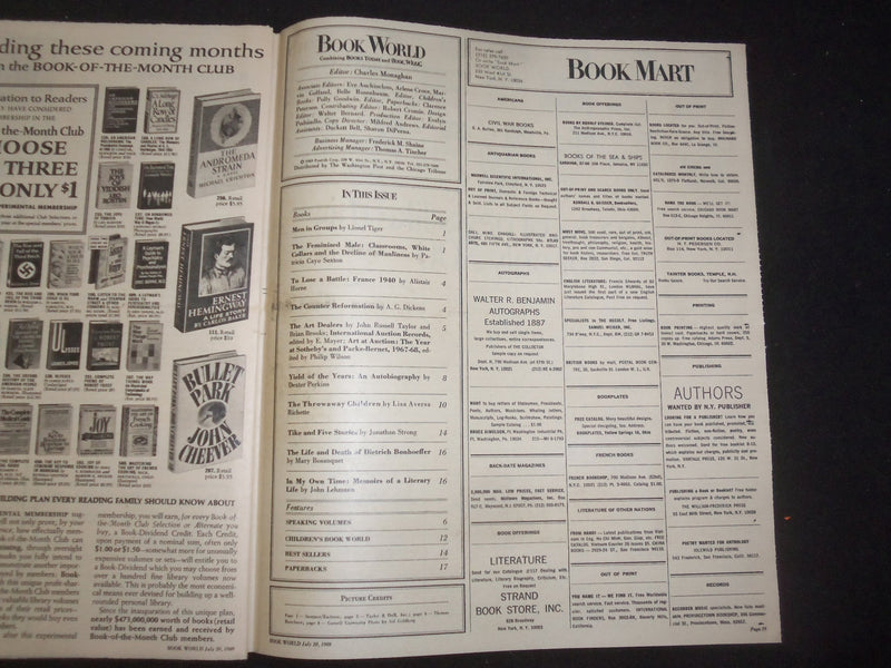 1969 JULY 20, 27 & AUG 3 CHICAGO TRIBUNE BOOK WORLD SECTIONS -LOT OF 3- NP 8077