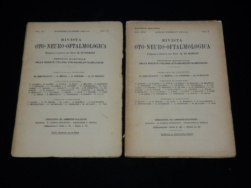 1938-1940 RIVISTA OTO NEURO OFTALMOLOGICA MAGAZINE LOT OF 3 - WR 572C