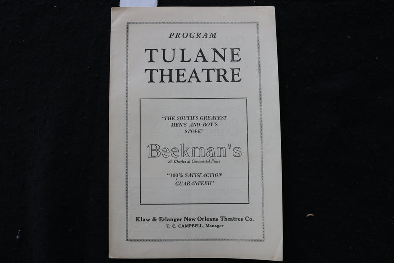 1934 TULANE THEATRE PROGRAM - WALTER HAMPDEN - K 1808