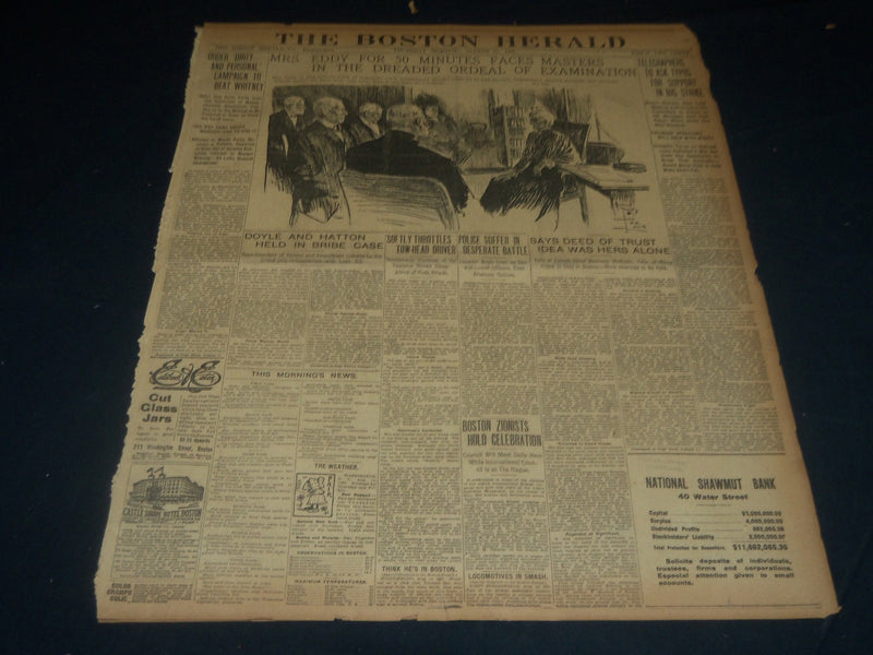 1907 AUGUST 15 THE BOSTON HERALD MRS. EDDY FACES MASTERS FOR 50 MINUTES - BH 227