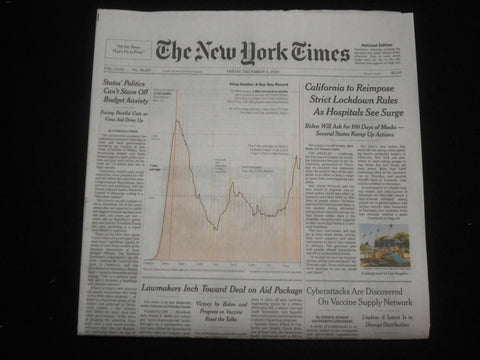 2020 DEC 4 NEW YORK TIMES- CA TO REIMPOSE STRICT LOCKDOWN RULES, HOSPITALS SURGE