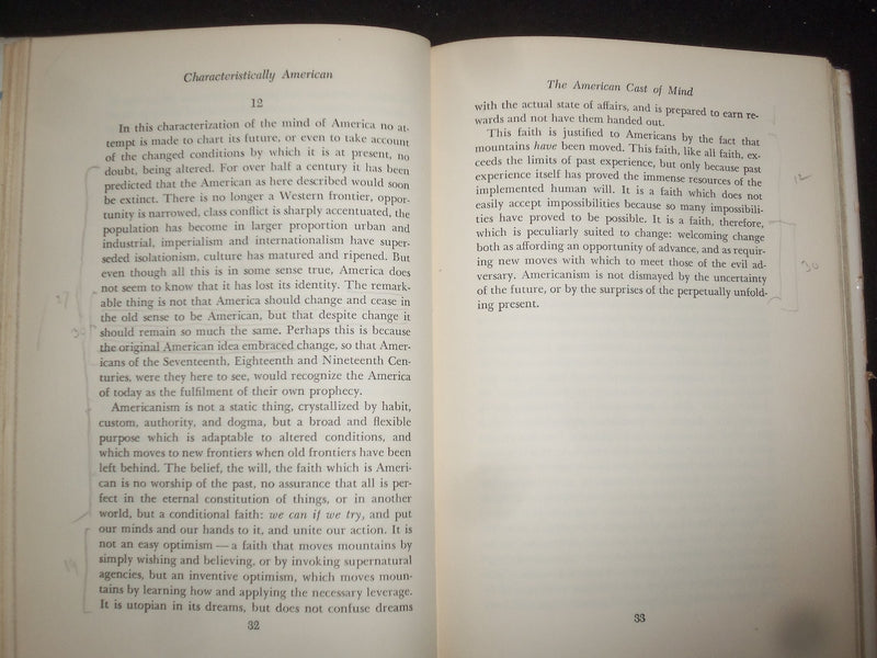 1949 CHARACTERISTICALLY AMERICAN HARDCOVER BOOK BY RALPH BARTON PERRY - KD 9228