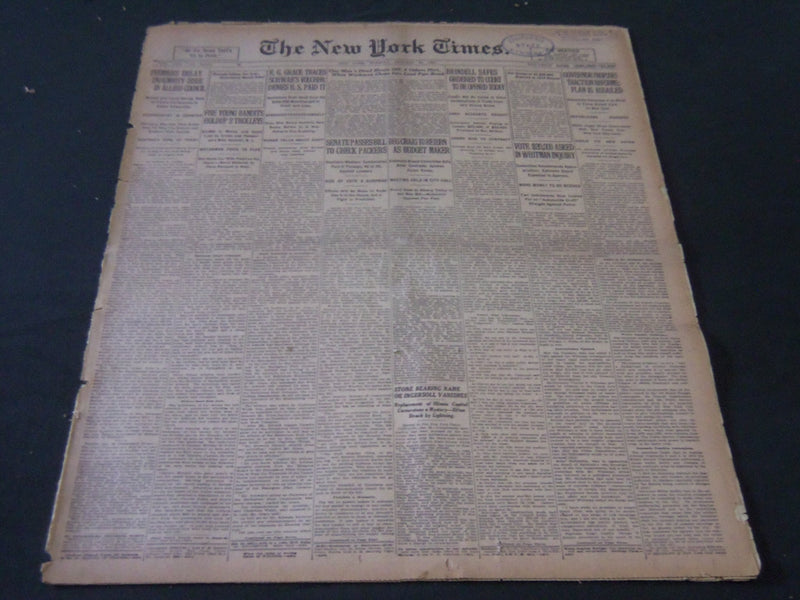 1921 JANUARY 25 NEW YORK TIMES - GRACE TRACES SCHWAB'S VOUCHER - NT 5505