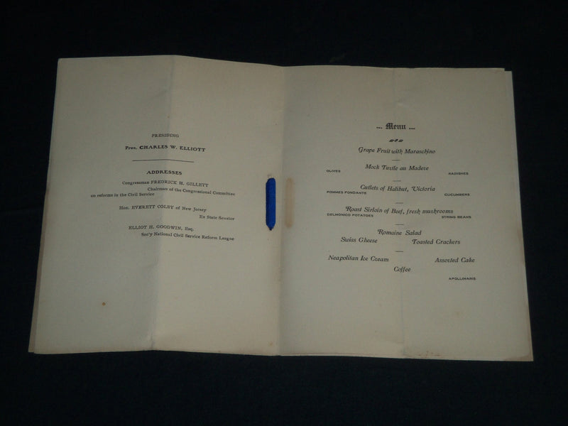 1909 APRIL 22 MASSACHUSETTS CIVIL SERVICE ASSOCIATION DINNER PROGRAM - J 4309