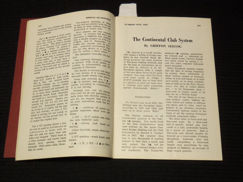 1958 BRIDGE QUARTERLY MAGAZINE - WORLD CHAMPIONSHIP ISSUE - K 1049