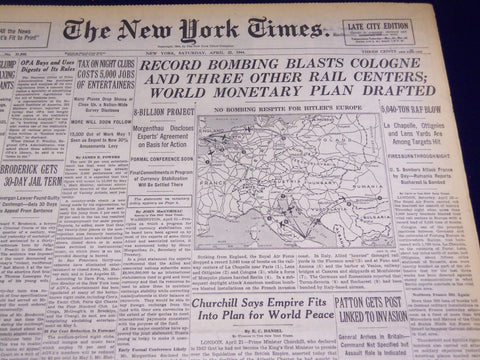 1944 APRIL 22 NEW YORK TIMES - RECORD BOMBING BLASTS COLOGNE - NT 1639
