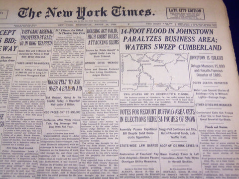 1936 MARCH 18 NEW YORK TIMES - 14 FOOT FLOOD IN JOHNSTOWN - NT 2129
