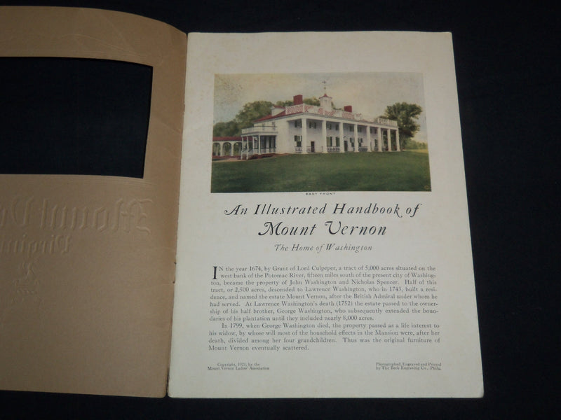 1921 MOUNT VERNON VIRGINIA ILLUSTRATED HANDBOOK - NICE PRINTS - J 8775
