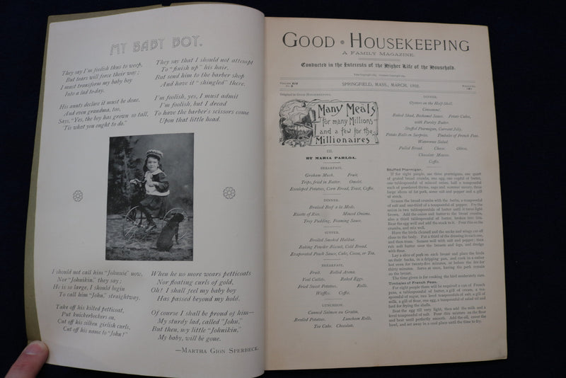 1892 MARCH GOOD HOUSEKEEPING MAGAZINE - ILLUSTRATED COVER & STORIES - E 11732