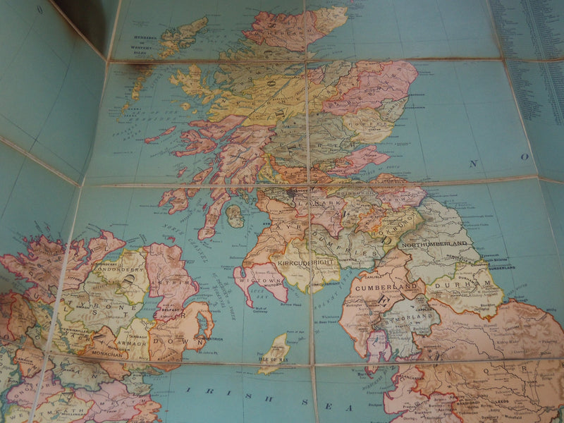 1900'S BRITISH ISLES CANVAS FOLD OUT MAP - KD 4144I
