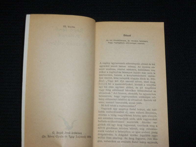 1959 A SZOKE CIKLON SOFTCOVER BOOK BY REJTO JENO - HUNGARIAN - J 6915