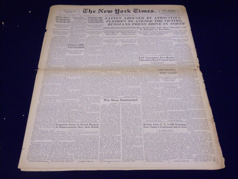1944 JANUARY 29 NEW YORK TIMES - NATION AROUSED BY ATROCITIES - NT 2577