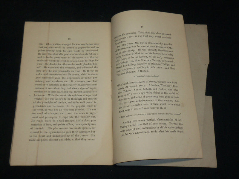 1865 SEPTEMBER 20 A DISCOURSE AT THE FUNERAL OF BENJ. MARK FARLEY ESQ - J 6082