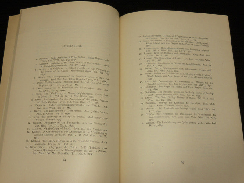 1906 THE HABITS ANATOMY EMBRYOLOGY OF THE GIANT SCALLOP BOOK BY DREW - J 6877