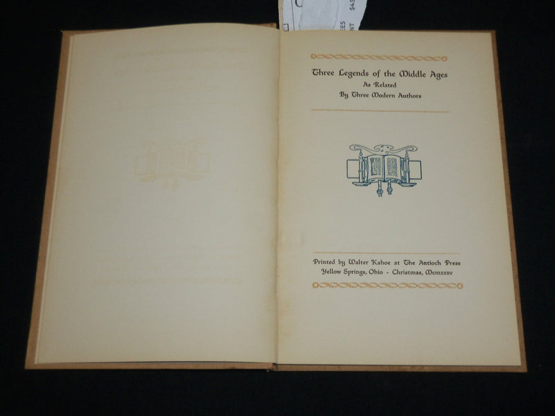 1935 THREE LEGENDS OF THE MIDDLE AGES HARDCOVER BOOK - ANATOLE FRANCE - KD 6482