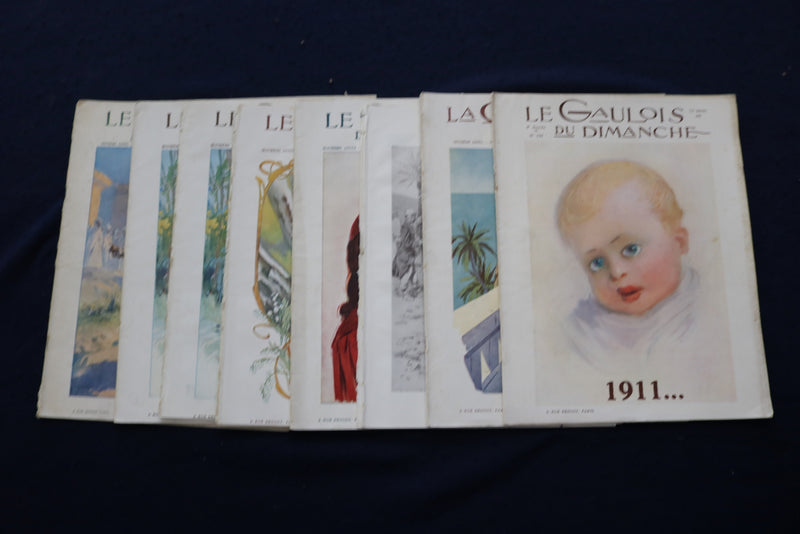 1911 LE GAULOIS DU DIMANCHE ILLUSTRATED MAGAZINE - FRENCH - LOT OF 8 - O 3617