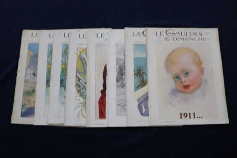 1911 LE GAULOIS DU DIMANCHE ILLUSTRATED MAGAZINE - FRENCH - LOT OF 8 - O 3617