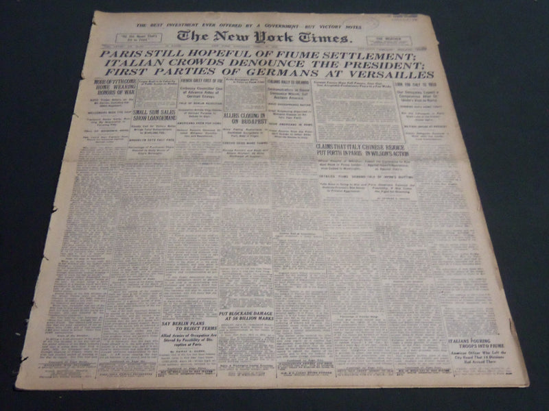 1919 APRIL 26 NEW YORK TIMES - PARIS STILL HOPEFUL OF FIUME SETTLEMENT - NT 6979
