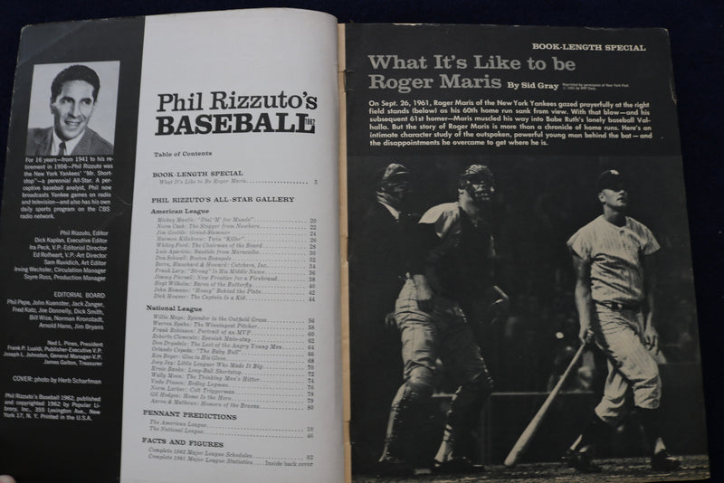 1962 PHIL RIZZUTO'S BASEBALL MAGAZINE - ROGER MARIS COVER - E 11906