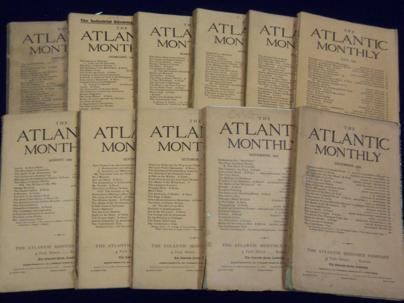 1909 THE ATLANTIC MONTHLY MAGAZINE LOT OF 11 - NICE STORIES & ARTICLES - WR 342