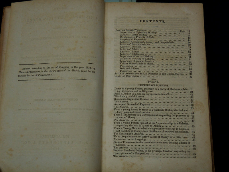 1856 THE NEW UNIVERSAL LETTER-WRITER BOOK - PHILADELPHIA - K 2183