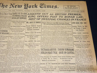 1916 DECEMBER 6 NEW YORK TIMES - ASQUITH OUT AS BRITISH PREMIER - NT 8628