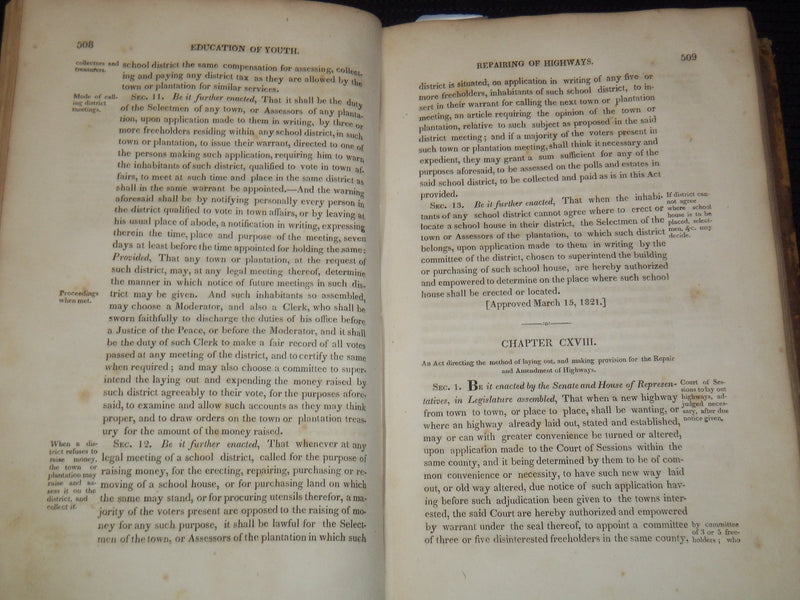 1821 LAWS OF THE STATE OF MAINE VOLUME NO. 2 - BRUNSWICK - KD 6263G